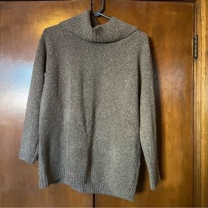 Brown, chunky turtleneck sweater